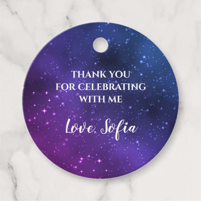 Galáxia Aniversário Obrigado Etiqueta Roxo Univers (Frente)
