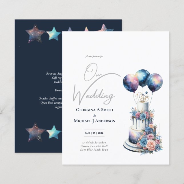 Galáxia Celestial Cósmica Marinho de Noite Estrela (Frente/Verso)