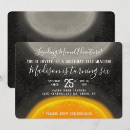 Galáxia Espacial da Lua Aniversário Convite Deseng