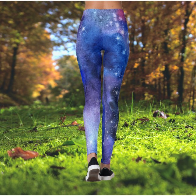 Galáxia Espacial Leggings de Yoga Púrpura Azul (Criador carregado)