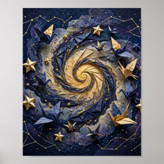 Galáxia Origami — Poster de Arte Cosmos Estrelas d