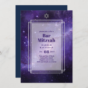 GALAXY Boys BAR MITVAH Space Purple Convite