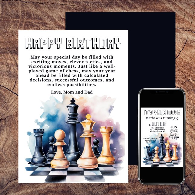 Galaxy Chess Pezes Cartão de Aniversário Moderno d (Galaxy Chess Pieces Modern Chess Birthday Card)