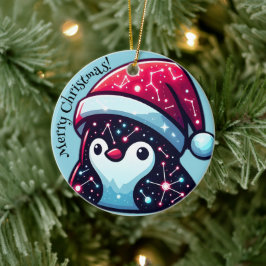 Galaxy Penguin | Ornamento Cósmico de Cerâmica de