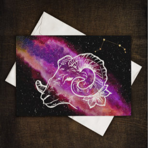 Galaxy Pink Purple Aries Zodiac Constellation Sign