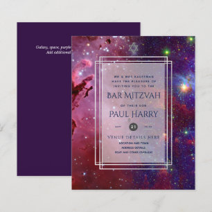 Galaxy Starry Night BAR MITZVAH Convite Marinho