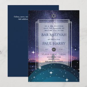 Galaxy Starry Night BAR MITZVAH Convite Marinho