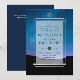 Galaxy Starry Night BAR MITZVAH Convite Marinho