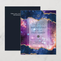 Galaxy Starry Night BAR MITZVAH Convite Marinho