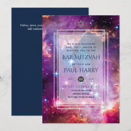 Galaxy Starry Night BAR MITZVAH Convite Marinho