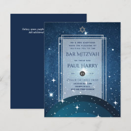 Galaxy Starry Night BAR MITZVAH Convite Marinho