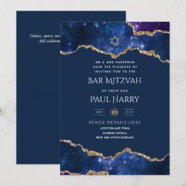 Galaxy Starry Night BAR MITZVAH Convite Marinho