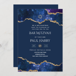 Galaxy Starry Night BAR MITZVAH Convite Marinho