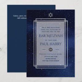 Galaxy Starry Night BAR MITZVAH Convite Marinho