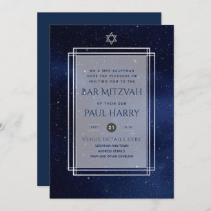 Galaxy Starry Night BAR MITZVAH Convite Marinho