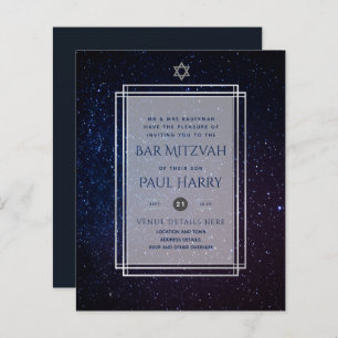 Galaxy Starry Night BAR MITZVAH Convite Marinho