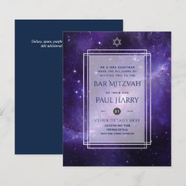 Galaxy Starry Night BAR MITZVAH Convite Marinho