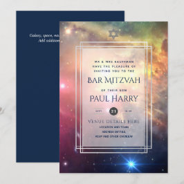 Galaxy Starry Night BAR MITZVAH Convite Marinho