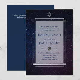 Galaxy Starry Night BAR MITZVAH Convite Marinho