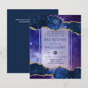 Galaxy Starry Night BAR MITZVAH Convite Marinho
