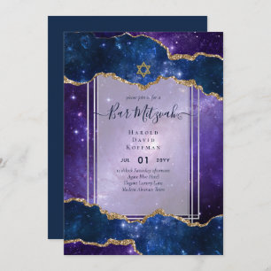 Galaxy Starry Night BAR MITZVAH Convites Azul