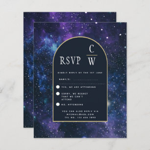 Galaxy Starry Night Purple Blue Casamento Dourado
