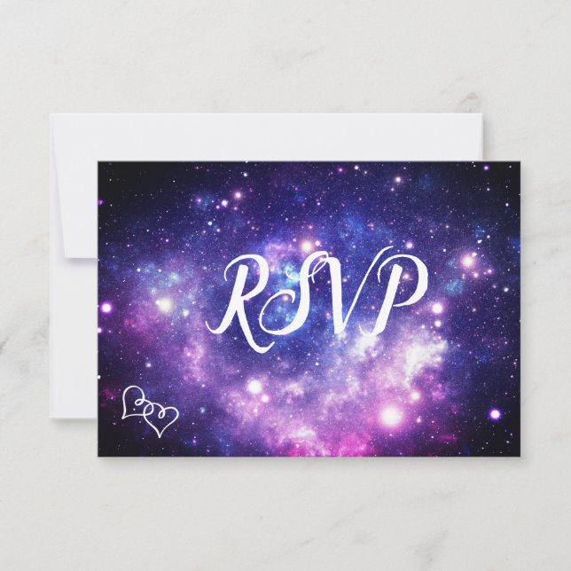 Galaxy Starry Night Weding RSVP Cartões com Refeiç (Frente)