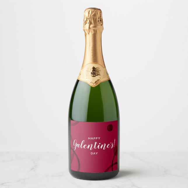 Galentinas Felizes, Etiqueta de Champanhe de Vinho (Frente)