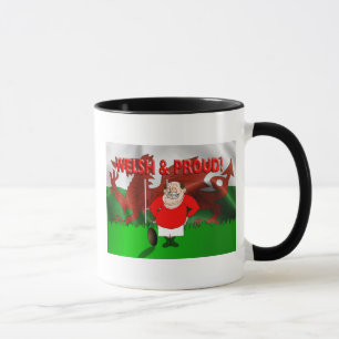 Galês e caneca orgulhosa do rugby