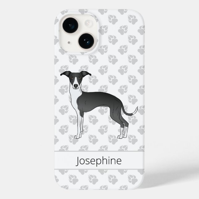 Galgo Italiano Preto E Branco Com Nome Personaliza (Verso)