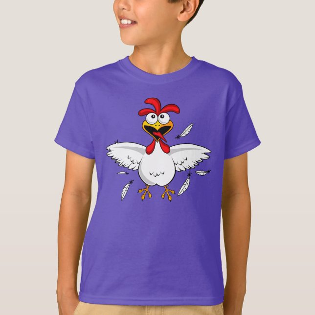 Galinha de Cartoon Louca de Camisa Vermelha (Frente)
