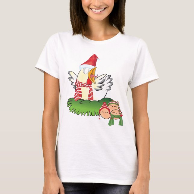 Galinha de Natal e sua Camiseta de Ovos (Frente)