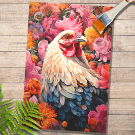 Galinha em Flores 4 Papel de Decoupage