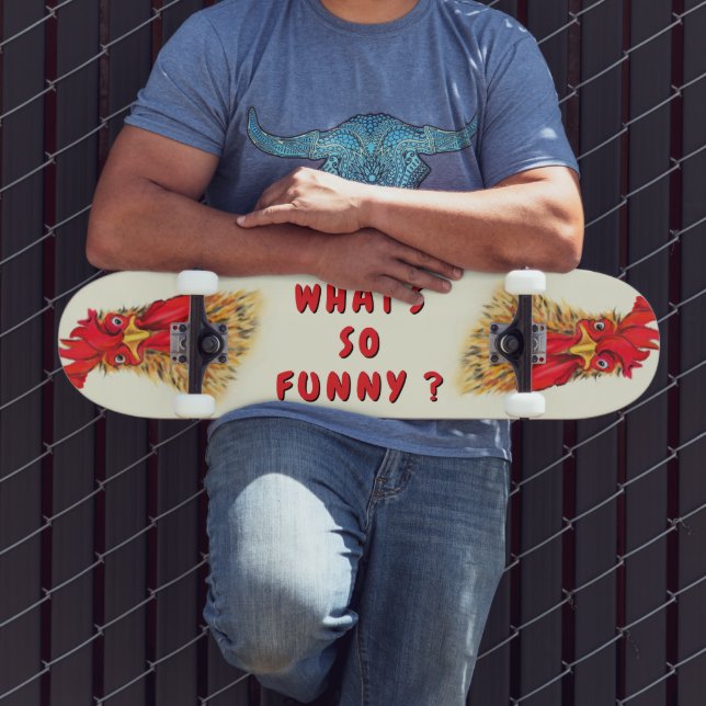Galinha Engraçada Skate Personalizado Texto (Ao ar livre 3)