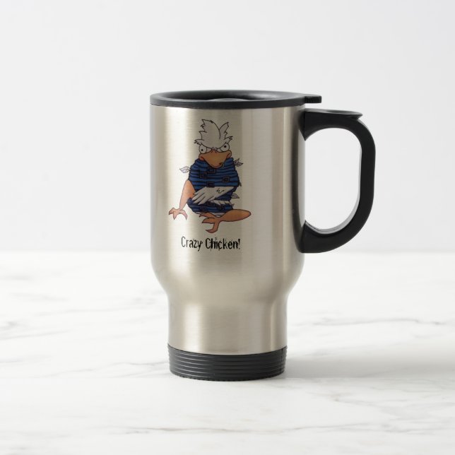 Galinha louca! Caneca de viagem (Direita)