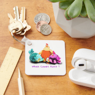 Galinhas Chaveiro de fazenda À Espera De Ovo Para 