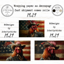 Galo Colonial Patriótico Decoupage Americana