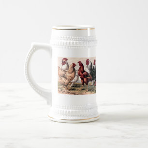 Galo do vintage e caneca de cerveja do país das