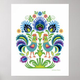 Galos em Poster de Roxo e Teal