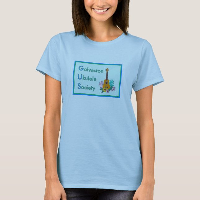Galveston Ukulele Society GUS T-shirt feminina (Frente)