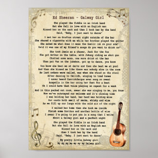 Galway Girl Song Lyric Vintage Wall Art Impressão