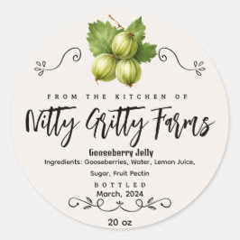 Gama de Gooseberry Jam Jelly preserva etiqueta de 