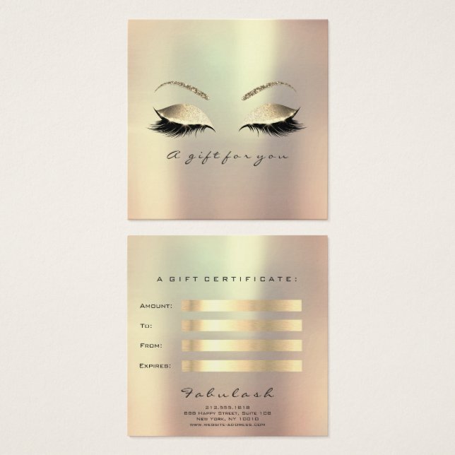 Gama de Maquiagem de Lashes Dourados para o Certif (Frente & Verso)