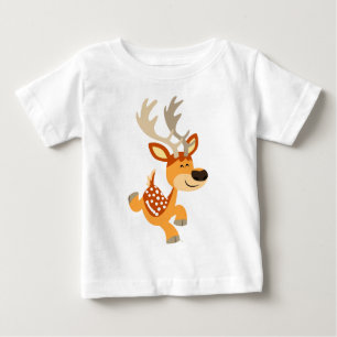 Gamboling de Cartoon Fallow Deer Baby T-Shirt