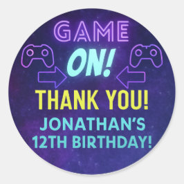 GAME ON! Adesivo Neon de Jogos – Aniversário de 12