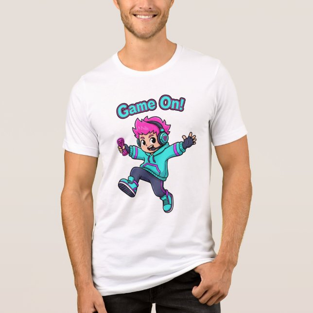 Game On! – Cute Cartoon Gamer Character T-Shirt (Frente)