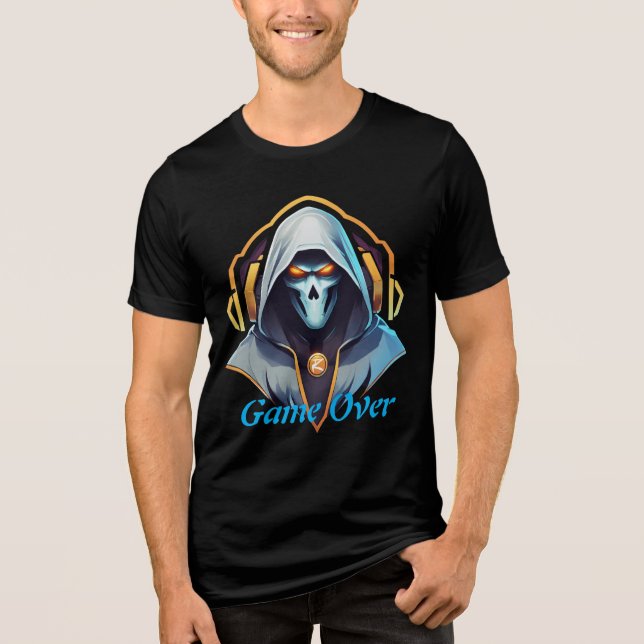 "Game Over Skull T-Shirt Design" (Frente)