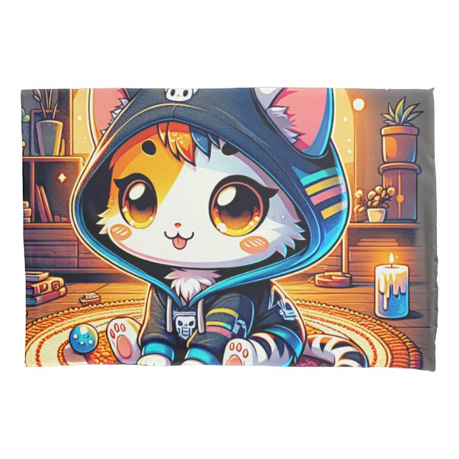 Gamer Cat Cozy em um Hoodie (Frente)