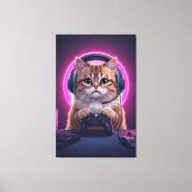 Gamer Cat Kids Canvas – Funny Cartoon Kitten