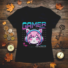 Gamer Girl Cat T-Shirt